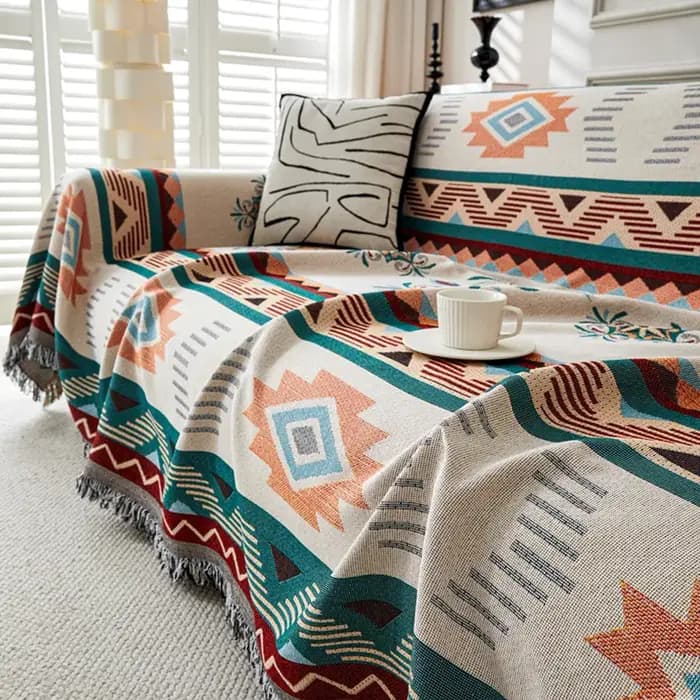 Housse de canapé en coton et lin style Boho
