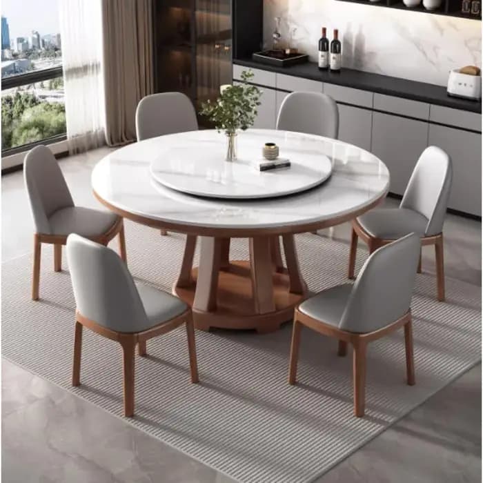 Table à manger ronde en marbre, style nordique de luxe, minimaliste, pieds de table modernes, économ