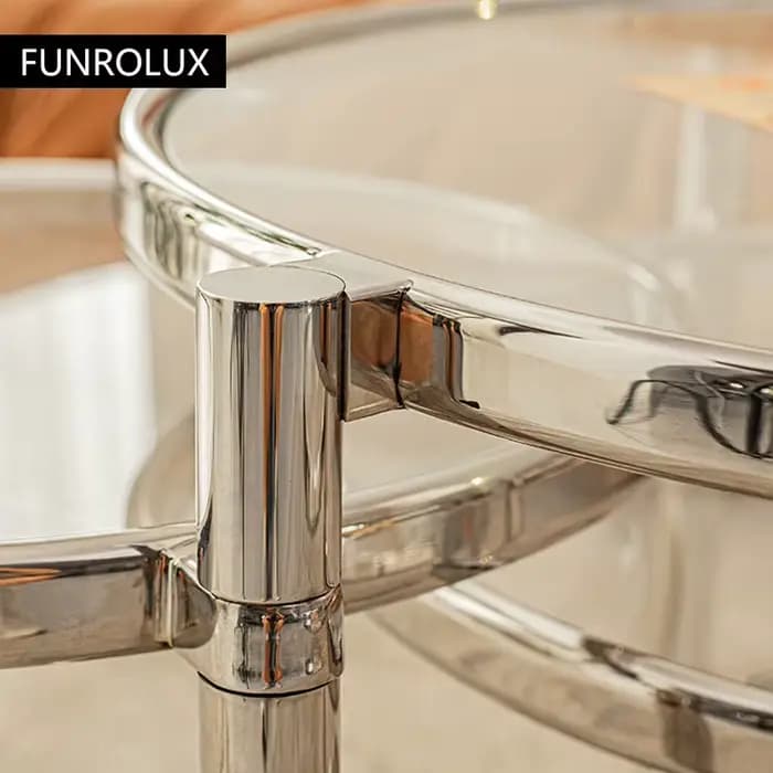 Table basse en acier inoxydable avec verre du Guatemala