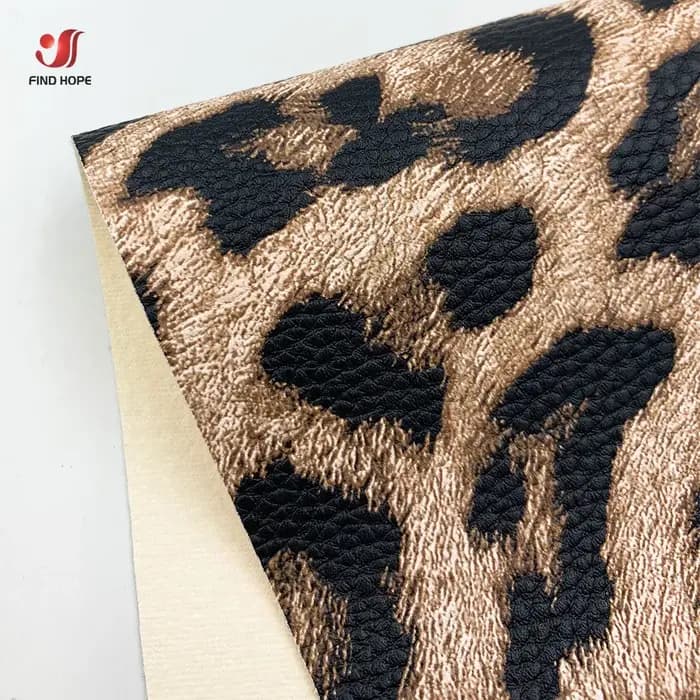 Tissu en similicuir PU motif léopard pour couture