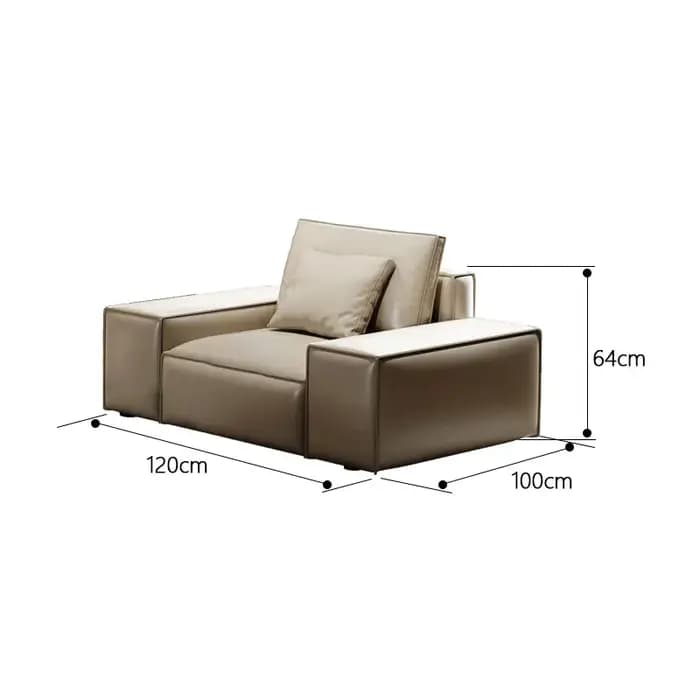 Canapé moderne rembourré en cuir véritable beige à 3 places avec oreillers