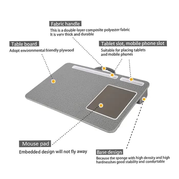 MUMUCC Table de lit pour ordinateur portable avec support de tablette