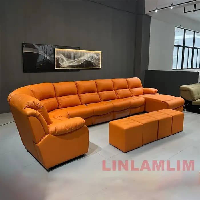Canapé inclinable sectionnel surdimensionné de luxe avec chaise longue – Sièges de cinéma électrique domestique