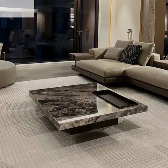 Table basse moderne de luxe en pierre frittée