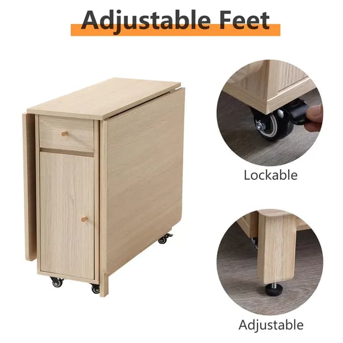 Table de salle à manger pliante extensible avec cuir chevelu tombant