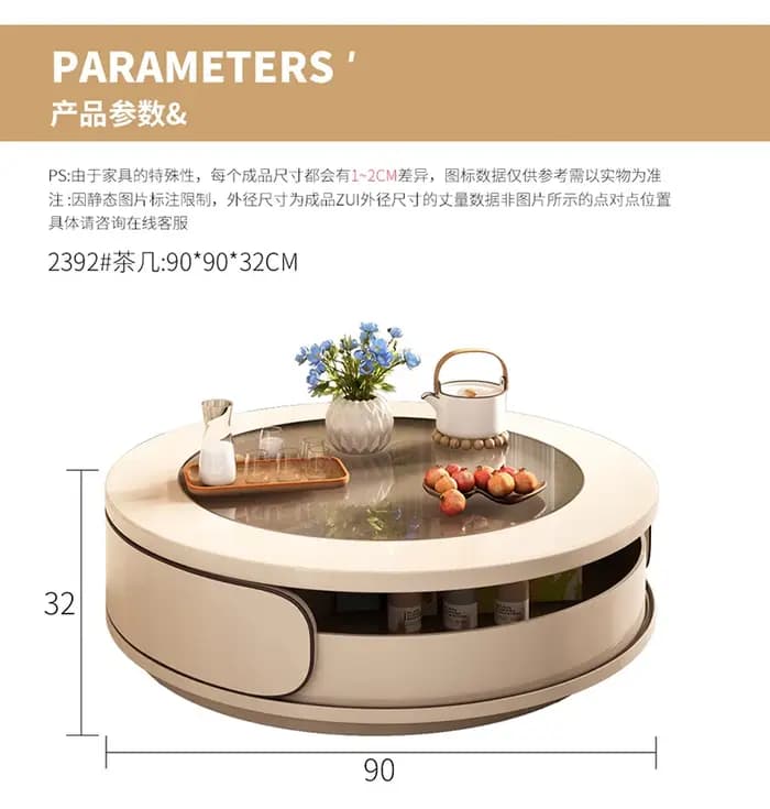 Tables basses rondes modernes tiroirs en verre Tables basses minimalistes De luxe Premium salon Mesi