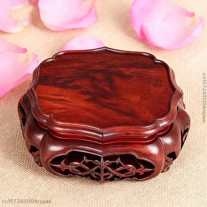 Présentoir en palissandre naturel – Socle en bois massif pour Vase