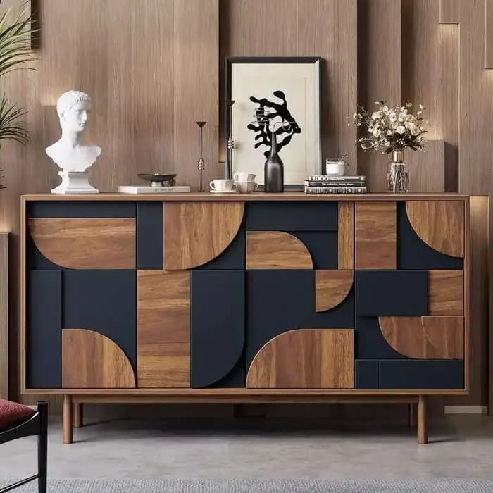 Meubles de salon de luxe noirs avec rangements, armoires murales d'angle pour salon, meubles de mais