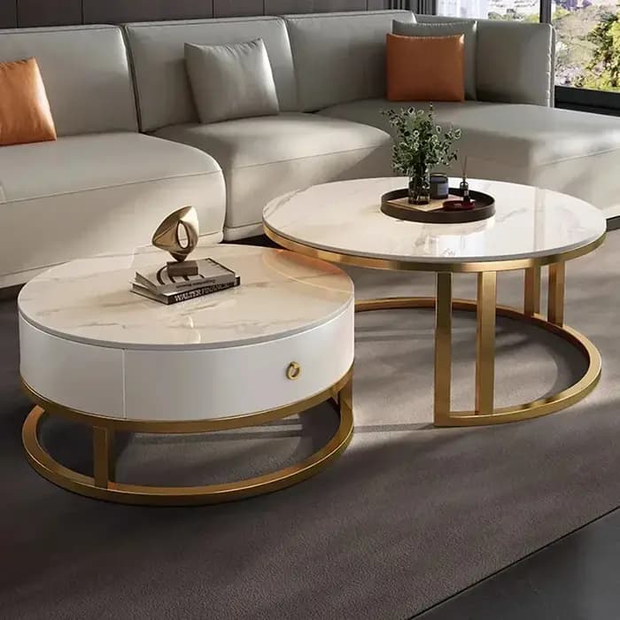 Tables basses rondes uniques imperméables modernes simples Tables basses en métal organisateur esthé