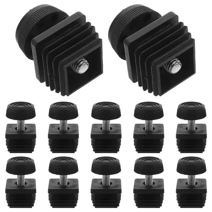12 pièces pieds de nivellement M8x30 bouchons de pied à Tube carré en métal réglable insérer carré n