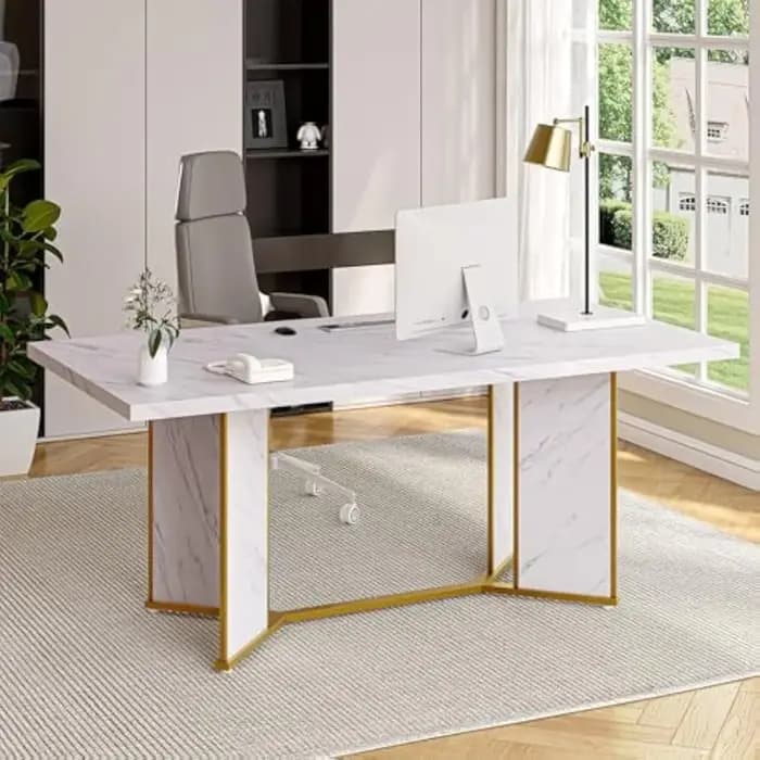 Table à manger rectangulaire de 71 pouces pour 6 à 8 personnes, table de cuisine en bois de marbre b