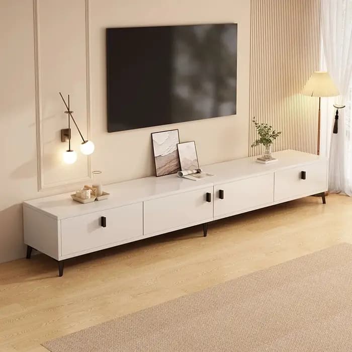 Meubles TV murales dissimulées, tables TV, meubles de divertissement sous les armoires TV blanches, design de luxe, meubles pour salons, mobilier de style Mid-Century