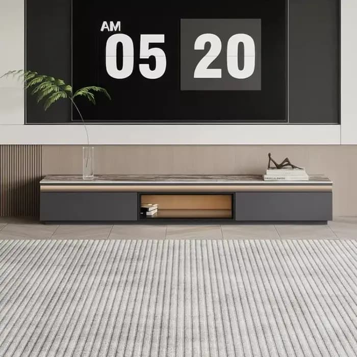 Meuble TV de Luxe Design Moderne avec Rangement et Vitrine