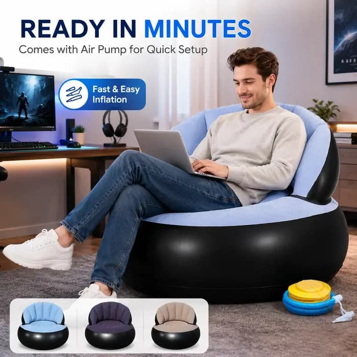 1PC Canapé gonflable de luxe avec pompe à air