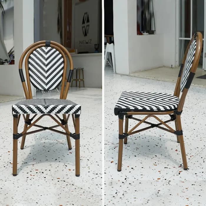 Chaise empilable en rotin, chaise de bistro de café français, mobilier de jardin extérieur, de patio