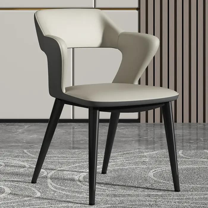 Chaise de salle à manger en similicuir de style italien, fauteuil minimaliste à structure métallique