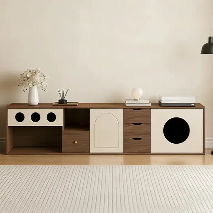 Meuble TV d'angle vintage en bois, style Mid-Century, pour salon de luxe