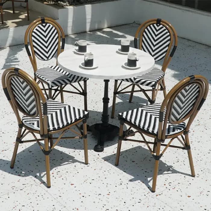 Chaise empilable en rotin, chaise de bistro de café français, mobilier de jardin extérieur, de patio