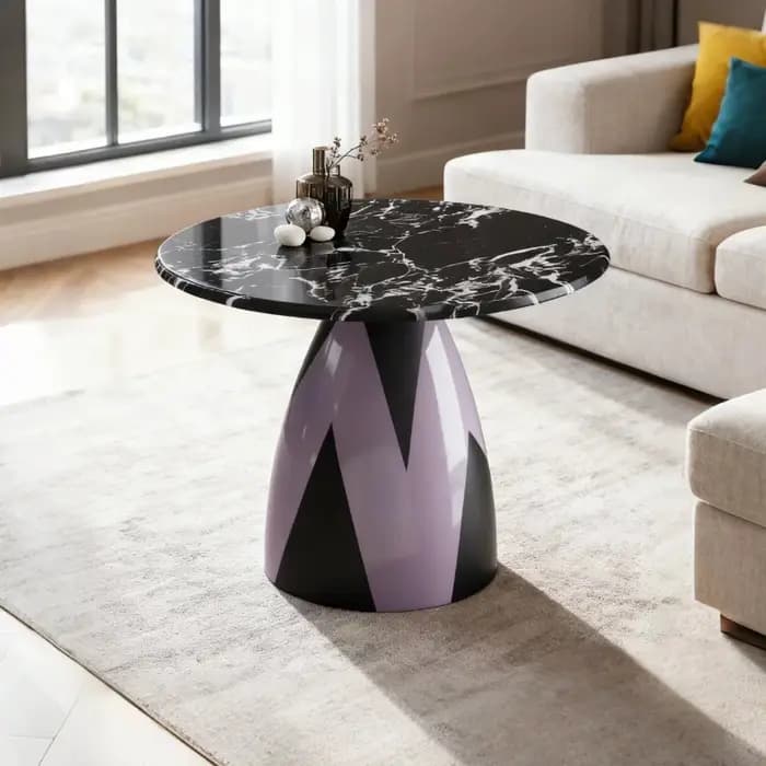 Table d'appoint ronde moderne de luxe léger, couleur crème, pour salon, table basse créative pour la maison