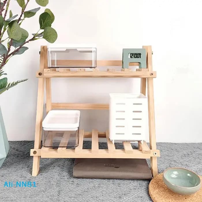 Étagère de rangement de bureau en bois à 2 niveaux