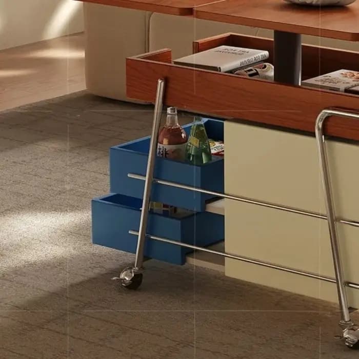 Table pliante relevable Dopamine, style Bauhaus moderne, petite table d'appoint de chevet avec rangement, table basse d'angle, mobilier original