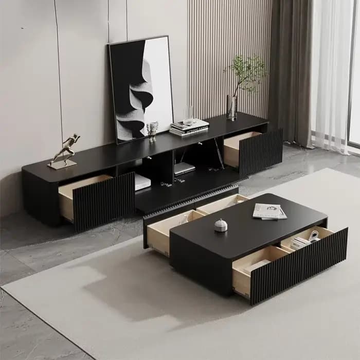 Meuble Tv noir nordique, meuble Tv Simple et moderne en bois massif, meuble de styliste modulaire