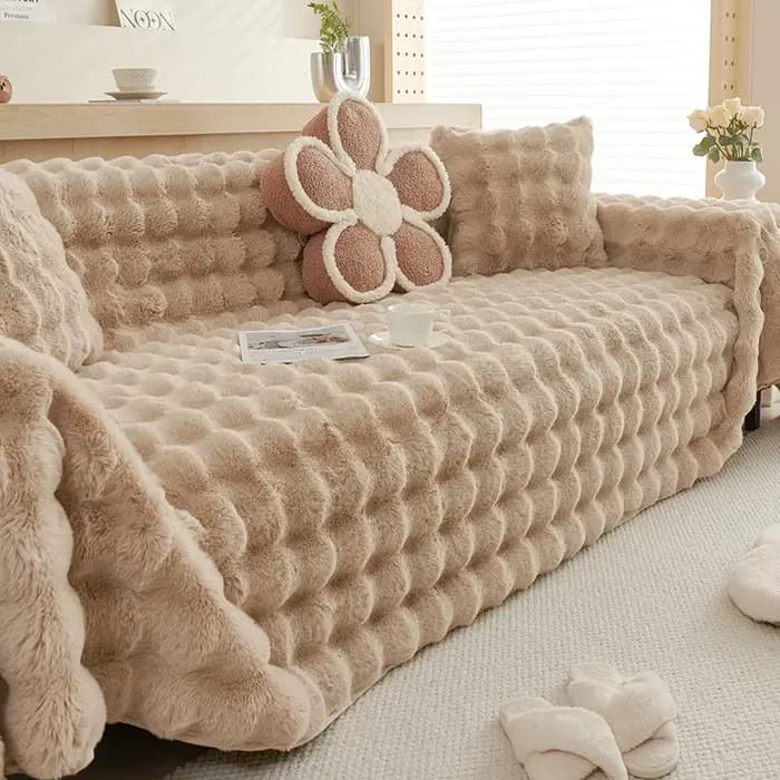 Nouveau 2025 hiver housse de canapé épais en peluche fausse fourrure de lapin antidérapant canapé je