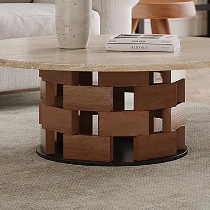 Wabi Sabi Table Basse Rustique Ronde Esthétique Salon Glamour