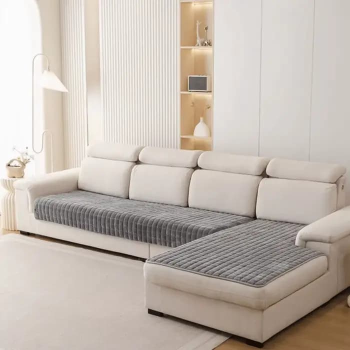 Coussin de canapé en flanelle à carreaux minimaliste
