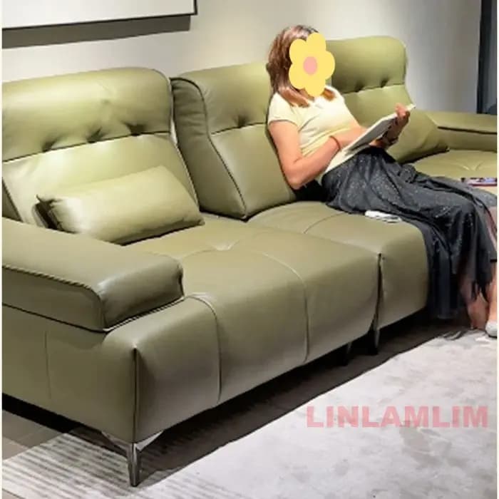 Linlamlim Canapé-lit inclinable électrique moderne – Canapé sectionnel réglable en cuir véritable avec accoudoirs