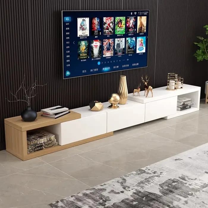 Meuble Tv esthétique élégant modulaire réglable rétro avec rangement