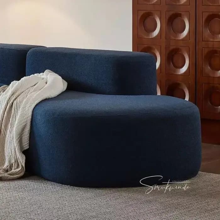 Canapé modulaire rectangulaire incurvé en tissu compressé