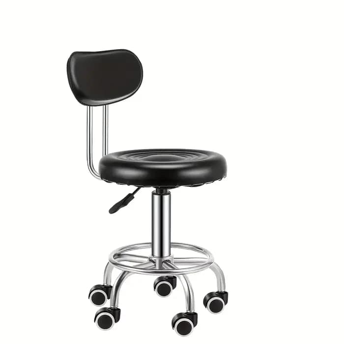 Tabouret de bar pivotant réglable avec dossier – Faux cuir contemporain et fer chromé