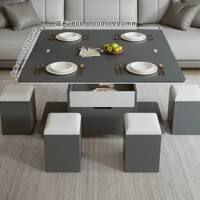 Table basse carrée blanche salon réglable Unique