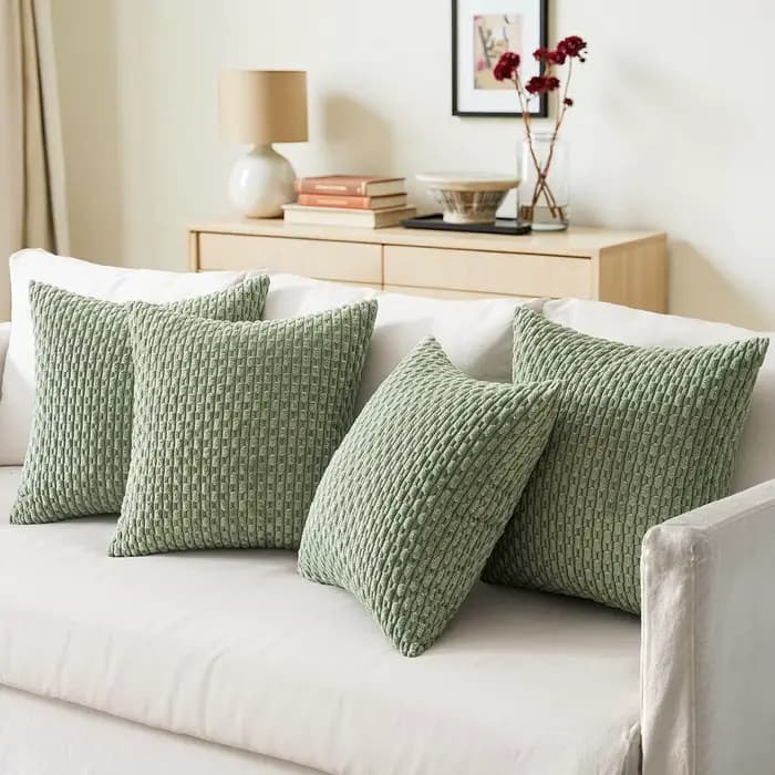 Housse de coussin à rayures en velours côtelé