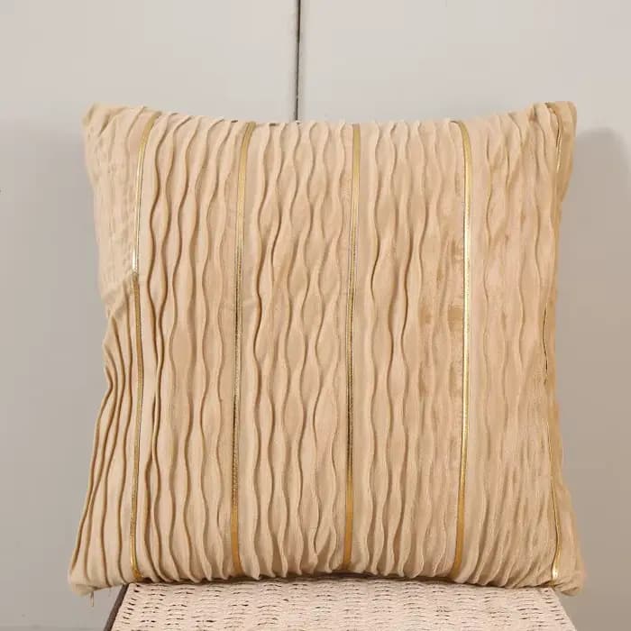 Housse de coussin en velours hollandais à rayures dorées