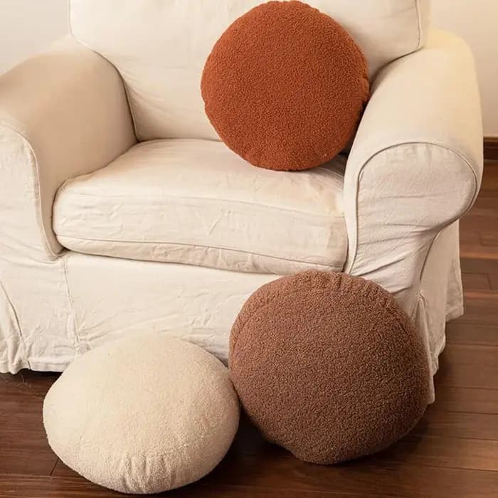 Coussin rond en fourrure de style nordique, nounours doux, housse de coussin, niche, maison moderne, canapé, chevet, décor de fenêtre, tatami, polymères