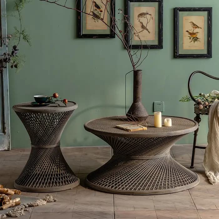 Table basse Vintage américaine Unique ronde du milieu du siècle