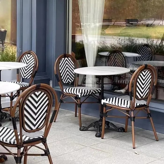 Chaise empilable en rotin, chaise de bistro de café français, mobilier de jardin extérieur, de patio