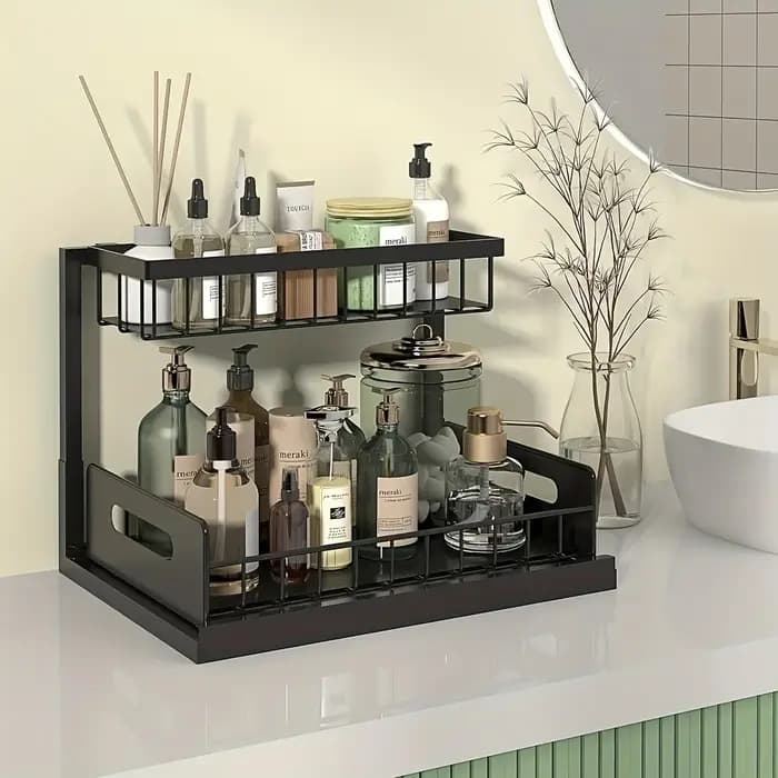 Ensemble de supports de rangement de cuisine sous évier, organisateur de tiroir coulissant en métal
