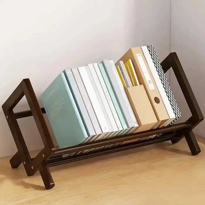 Présentoir de livres en bois sans bavure, en bambou, à assemblage rapide, étagère de bureau, gain de