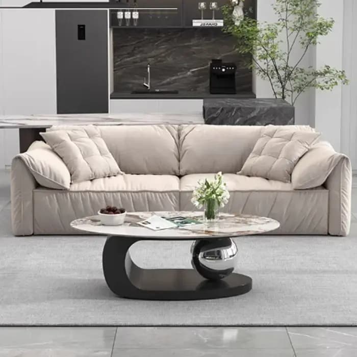 Table Basse Ovale en Bois localité, Design Nordique, Luxe, Moderne, Unique, Esthétique Italienne, Mo