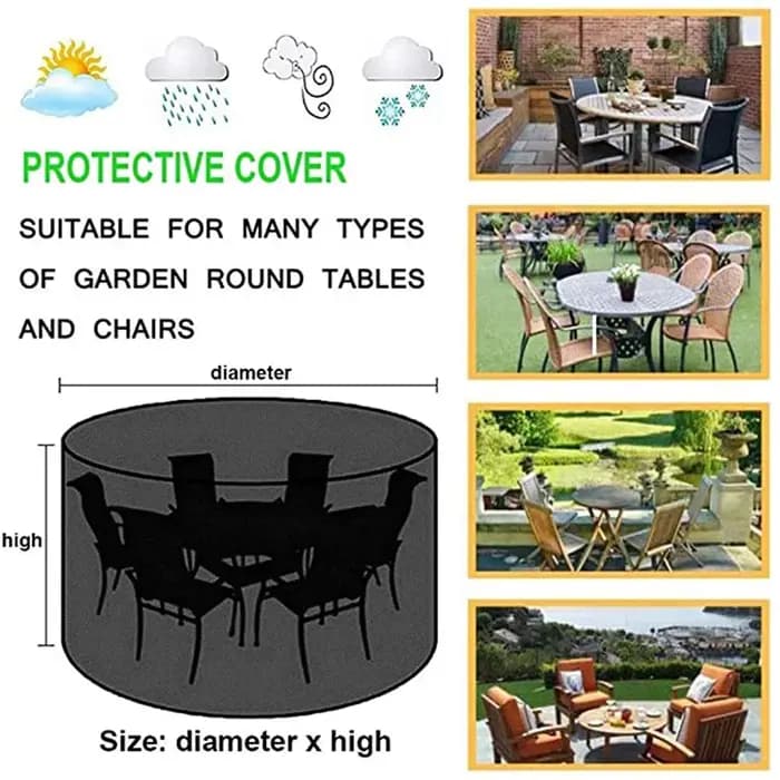 Juste de protection ronde imperméable pour meubles de jardin