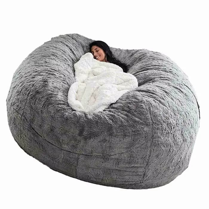 Pas de farci pouf gris chaise sacs de haricots géants Pouf canapé-lit bouffée Futon siège de chambre