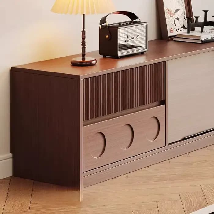 Meuble TV solide en bois de noyer
