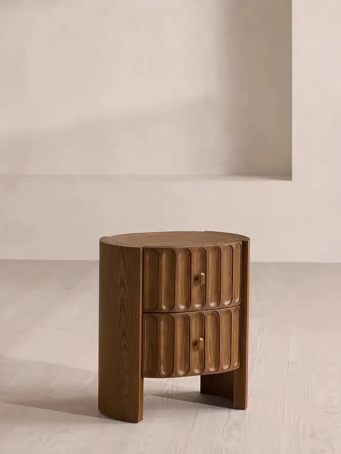 Table de chevet rétro en bois massif, design créatif avancé, double tiroir, style français, armoire