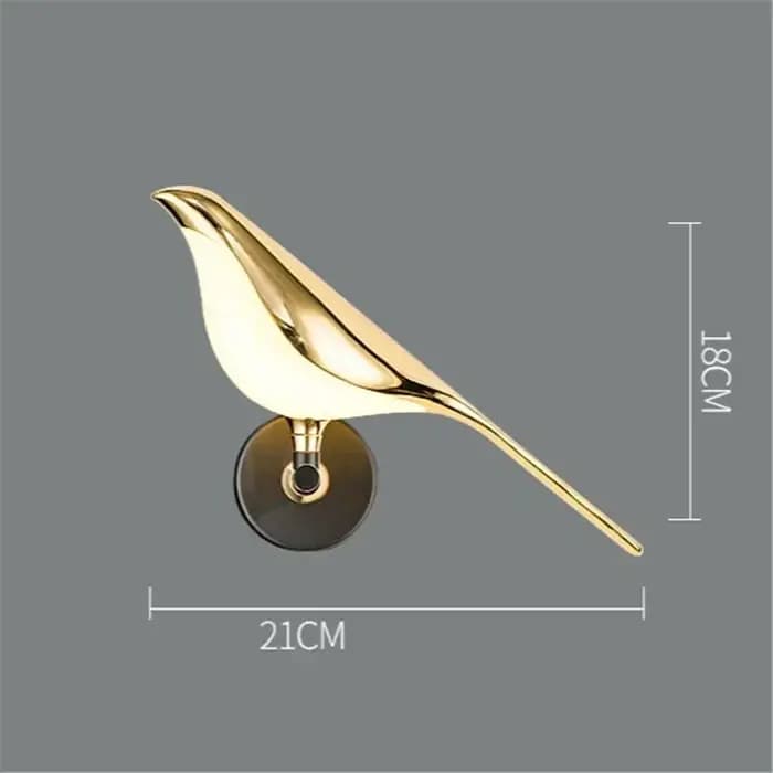 Créatif doré pie oiseau mur LED lampe Restaurant salon hôtel lustre étude chambre chevet décoration bureau lumière