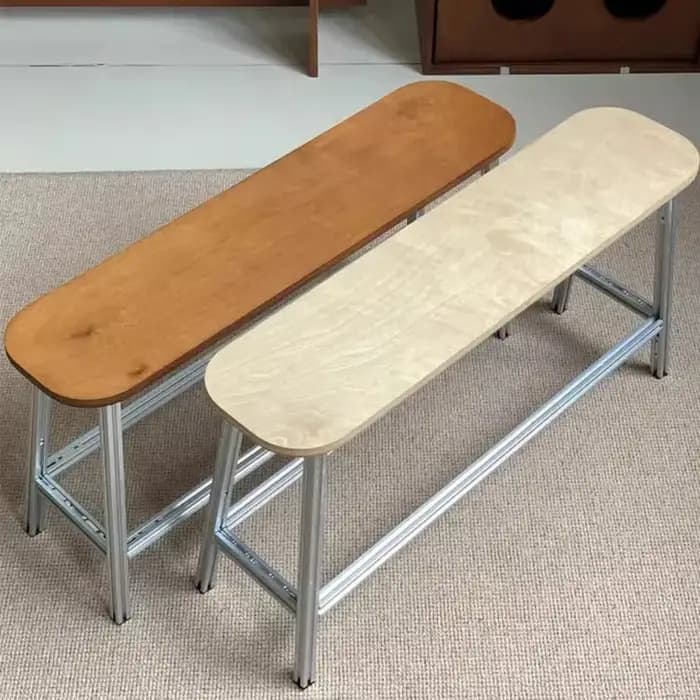 Tabouret en bois Pouf Ottoman moderne en métal