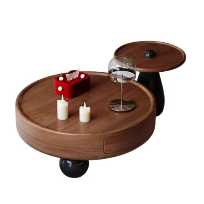 Tables basses rondes design avec tiroir