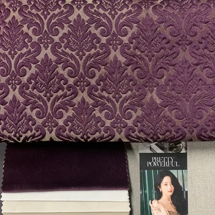 Classique petit damassé violet bleu tissé rembourrage canapé fauteuil meubles intérieur tissu concepteur tissus 140 cm 1 mètre paquet